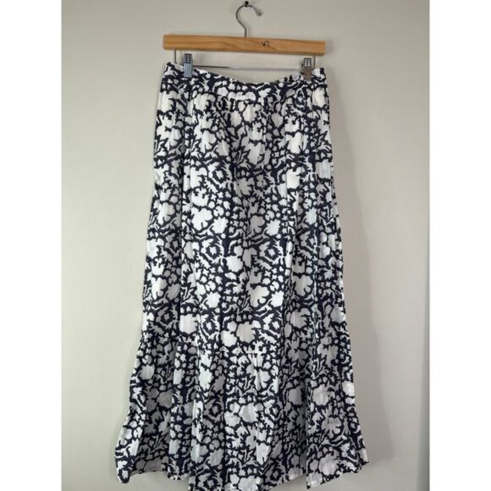 NWT SZ Block Prints Tier Midnight Blue & White Pull Over Maxi Skirt Size: Large - Picture 6 of 6
